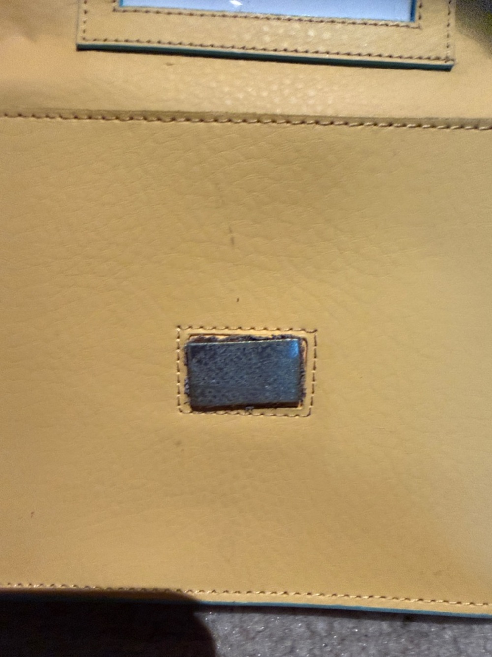 BRAND NEW Baekgaard Yellow Leather City Hipster Crossbody. Lemon/Caribbean Blue - Picture 7 of 9
